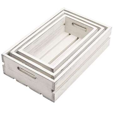 Stylish 3-Piece Vintage White Wooden Storage Crates