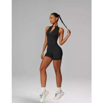 Running Sanzi Women Zip Front Jumpsuit for Workouts