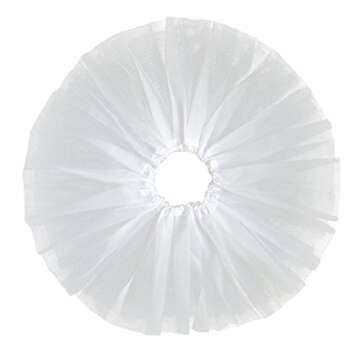 Women's, Teen, Adult Classic Elastic 3, 4, 5 Layered Tulle Tutu Skirt (One Size, 3Layer-White)