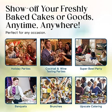 Homeries 6-in-1 Bamboo Cake Stand with Lid for Versatile Serving