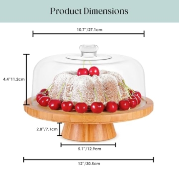Homeries 6-in-1 Bamboo Cake Stand with Lid for Versatile Serving
