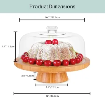 Homeries 6-in-1 Bamboo Cake Stand with Lid for Versatile Serving