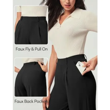 IUGA Women's Stretchy Wide Leg Dress Pants for Work