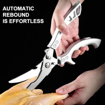 Heavy Duty Poultry Shears with Anti-Slip Handles and Safety Lock