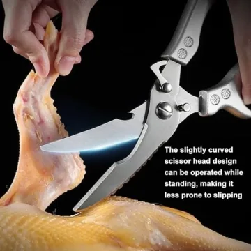 Heavy Duty Poultry Shears with Anti-Slip Handles and Safety Lock