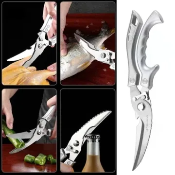 Heavy Duty Poultry Shears with Anti-Slip Handles and Safety Lock