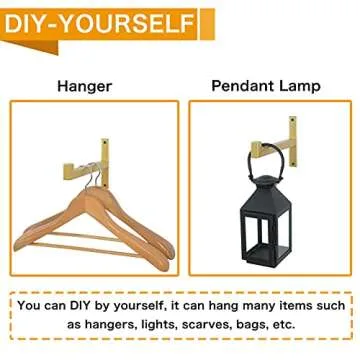 EZYDECOR Heavy Duty Shelf Brackets Gold Metal Shelf Brackets Wall Mounted Rustic Floating Shelf Bracket with Lip (Gold) 12"