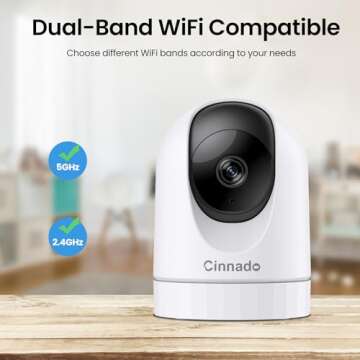 Cinnado 5MP Security Camera Indoor-5G/2.4G Dual WiFi Cameras for Home Security with Audio and Video ...