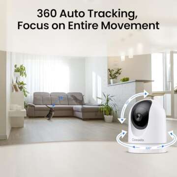 Cinnado 5MP Security Camera Indoor-5G/2.4G Dual WiFi Cameras for Home Security with Audio and Video Ideal for Pet/Nanny/Baby Monitor, 360 Auto Tracking, SD/Cloud Storage, Support Alexa/Google Home, D1