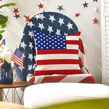 AVOIN colorlife 4th of July Patriotic Saying Throw Pillow Covers, 18 x 18 Inch Freedom America Liberty USA Flag Independence Memorial Day Decorations for Sofa Couch Set of 4