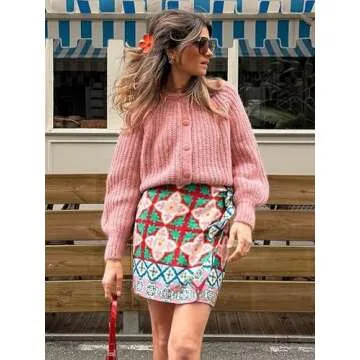 YKR Womens Fall Cardigan Sweater Long Sleeve Chunky Knit Open Front Button Loose Casual Cardigan Coat Pink S