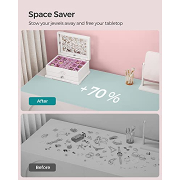 SONGMICS Jewelry Box with Flower Carvings - Perfect Gift