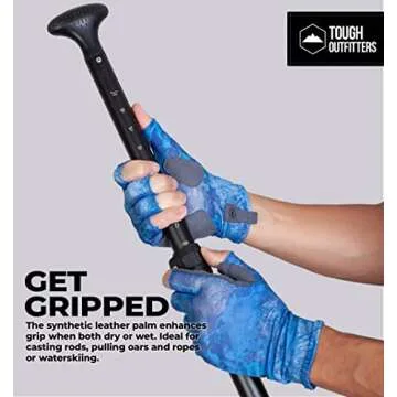 Tough Outdoors UV Fishing Gloves - Fingerless Fishing Gloves Men & Women - UPF 50+ Sun Gloves - UV Protection Kayaking Gloves - Sun Protection Fishing Gloves - Paddling Gloves & Sailing Gloves