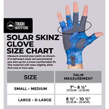 Tough Outdoors UV Fishing Gloves - Fingerless Fishing Gloves Men & Women - UPF 50+ Sun Gloves - UV Protection Kayaking Gloves - Sun Protection Fishing Gloves - Paddling Gloves & Sailing Gloves