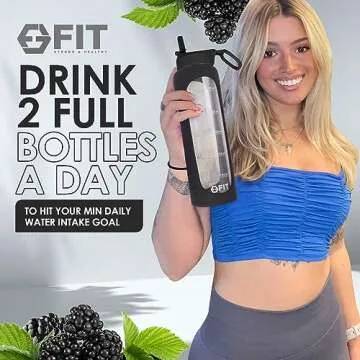 FIT Strong & Healthy 32 oz Glass Water Bottle with Lids
