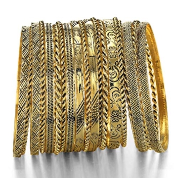 Stunning ENSOUL Antique Gold Bangle Set for Women