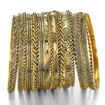 Stunning ENSOUL Antique Gold Bangle Set for Women