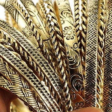 Stunning ENSOUL Antique Gold Bangle Set for Women