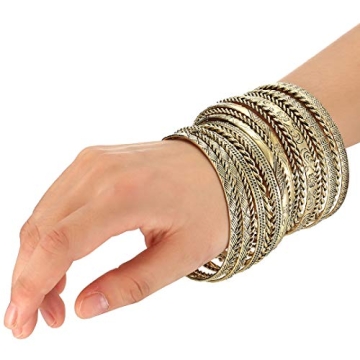 Stunning ENSOUL Antique Gold Bangle Set for Women
