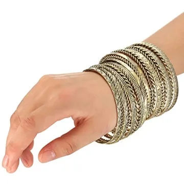 Stunning ENSOUL Antique Gold Bangle Set for Women