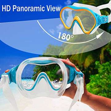 Kids Snorkel Set 180° View Anti Fog for Ages 4-15