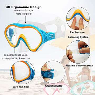 Kids Snorkel Set 180° View Anti Fog for Ages 4-15