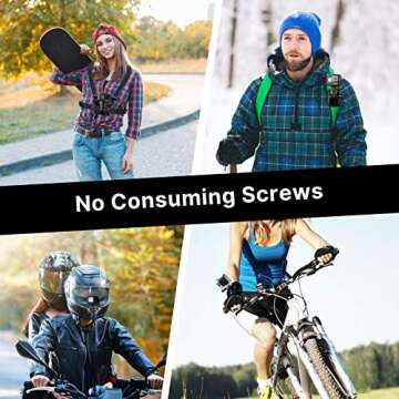 Accessories Mount for Action Camera, GP-4 Quick Release Base for Motorcycle Helmet Chin Strap Suction Clamp Tripod Mount Accessory Kits Compatible for Action Camera