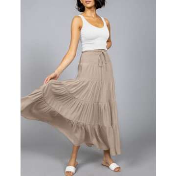 HAEOF Women's Summer Boho Maxi Skirt with High Waist