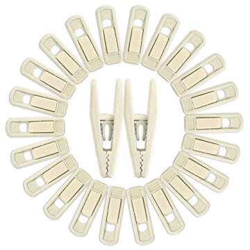 Tinfol Velvet Hangers Clips, 24 Pack Beige Pants Velvet Clips, Large Opening Clip Clothes Hanger Clip, Strong Finger Flocked Clips Perfect for Use with Slim-line Clothes Velvet Hangers