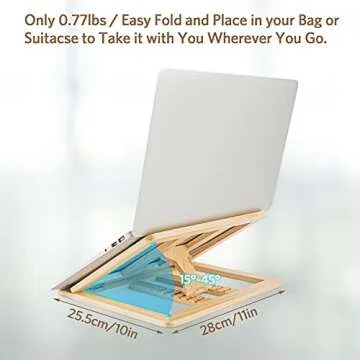 Skoioje Wooden Laptop Stand for Desk with Free Phone Holder, Foldable and Adjustable Ergonomic Laptop Riser for 10-15.6 Inch Notebooks, Portable MacBook Stand (Natural Wood, Universal Fit)