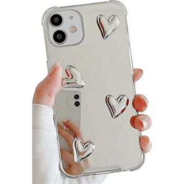 Shinymore for iPhone 11 Mirror Case Flexible Cute Heart Soft Silicone Clear Makeup Mirror Women Girl...