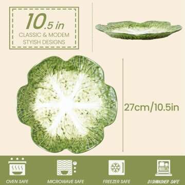 Green Ceramic Salad Plate - 10.5 Inch Pottery for Every Occasion