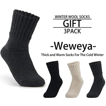 Weweya Women's Thick Knit Warm Crew Socks - Stylish Comfort