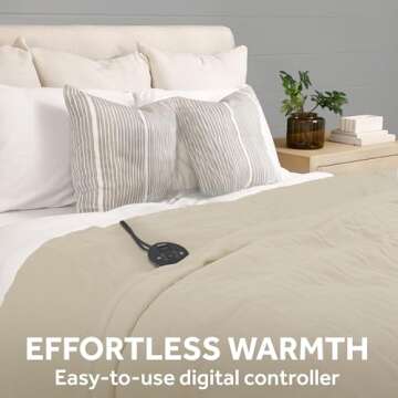 Sunbeam Royal Ultra Fleece Heated Electric Blanket Full Size, 84" x 72", 12 Heat Settings, 12-Hour Selectable Auto Shut-Off, Fast Heating, Machine Washable, Warm and Cozy, Pebble