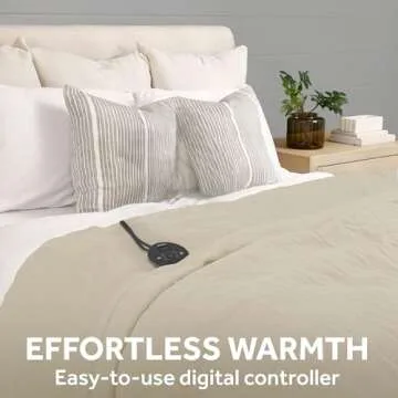 Sunbeam Royal Ultra Fleece Heated Electric Blanket Full Size, 84" x 72", 12 Heat Settings, 12-Hour Selectable Auto Shut-Off, Fast Heating, Machine Washable, Warm and Cozy, Pebble