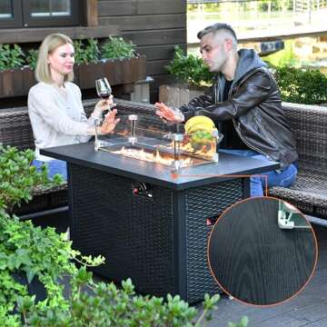 HANLIKO 42" Propane Fire Pit Table - 50,000 BTUs