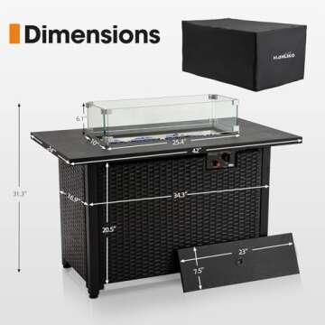 HANLIKO 42" Propane Fire Pit Table - 50,000 BTUs