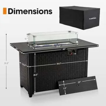 HANLIKO 42" Propane Fire Pit Table - 50,000 BTUs