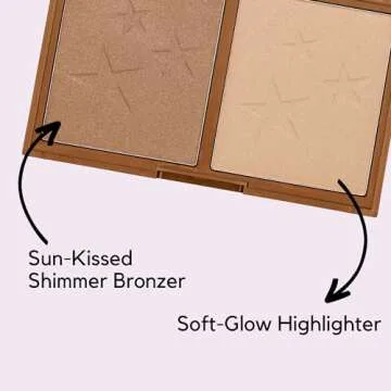 W7 Hollywood Bronze & Glow - Pressed Powder Duo Shimmer Bronzer & Highlighter - Contouring & Highlighting Vegan Makeup
