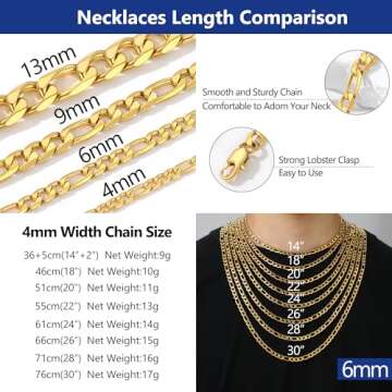 Stylish PROSTEEL Gold Figaro Chain Necklace for All