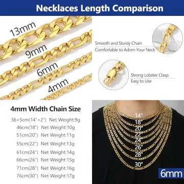 Stylish PROSTEEL Gold Figaro Chain Necklace for All