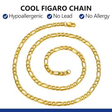 Stylish PROSTEEL Gold Figaro Chain Necklace for All