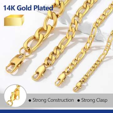Stylish PROSTEEL Gold Figaro Chain Necklace for All