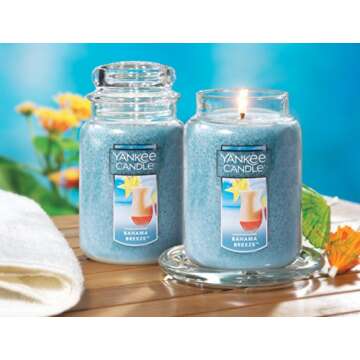 Yankee Candle Bahama Breeze Scented, Classic 22oz Large Jar Single Wick Candle, Over 110 Hours of Burn Time, Perfect for Tropical Beach-Themed Setting