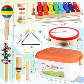 DIFFYBOX Kids Musical Instruments Montessori Baby Musical Toys for Toddlers 3-5 Wooden Percussion In...