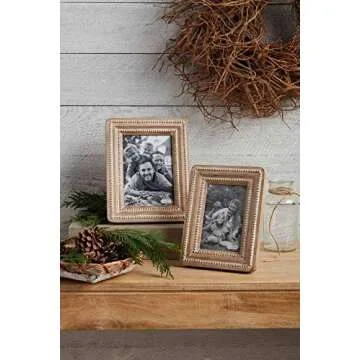 Mud Pie Beaded Reclaimed Frames (Small), brown (46900365S)