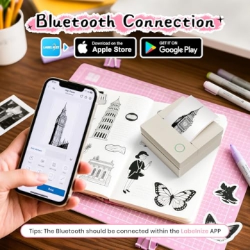 TYPONOS Sticker Printer, Mini Portable Bluetooth Thermal Printer with Multiple Templates & App Suppo...