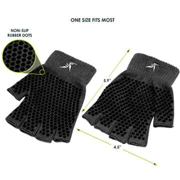 ProsourceFit Grippy Yoga Gloves, Yoga Hand Grips with Firm Fingerless Design, One Size Fits All Yoga Gloves with Grips for Women and Men, Black
