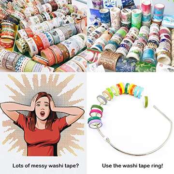 Vowcarol 3 Pack Washi Tape Organizer Washi Tape Storage Ring (8 inches)