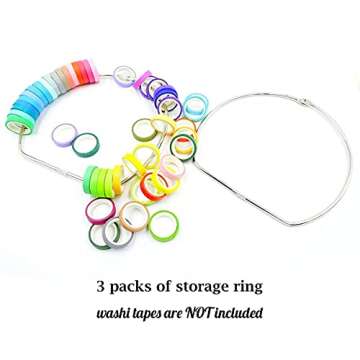 Vowcarol 3 Pack Washi Tape Organizer Washi Tape Storage Ring (8 inches)